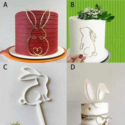 Creative Acrylic Rabbit Happy Easter Cake Topper Decor for Easter Party DIY Cake Dessert Decoration Tools