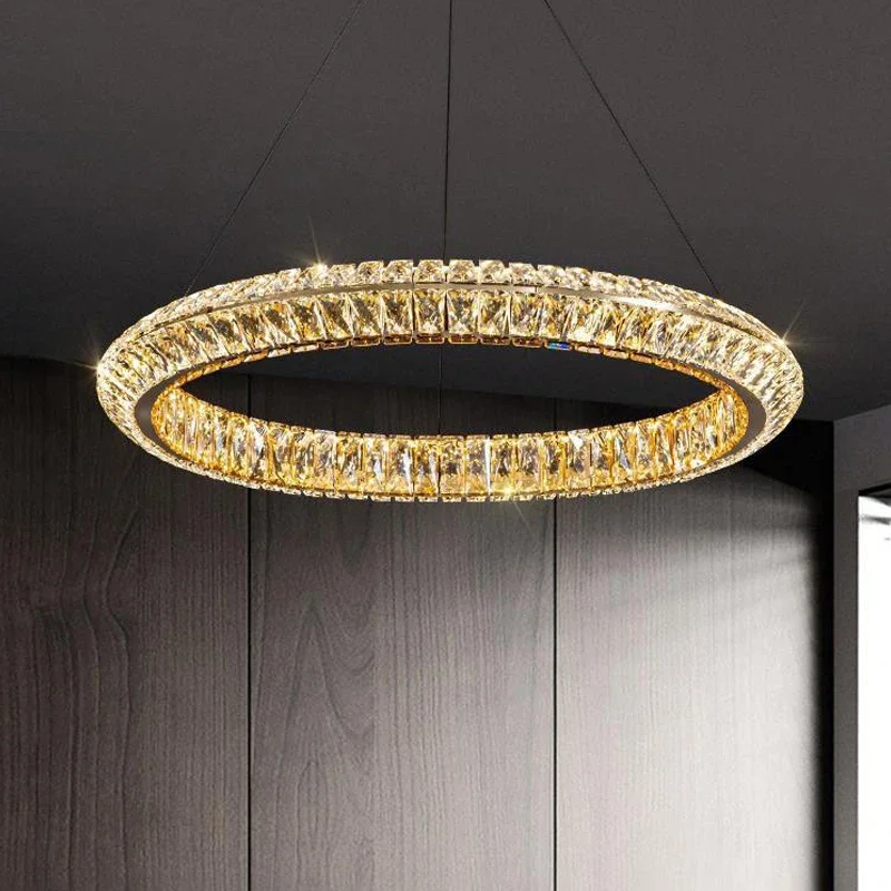 Modern Luxurious Lustrous Crystal Living Room Chandelier, Long-shaped Dining Room Lamp, Bedroom Led Eye-friendly Ceiling Lamp