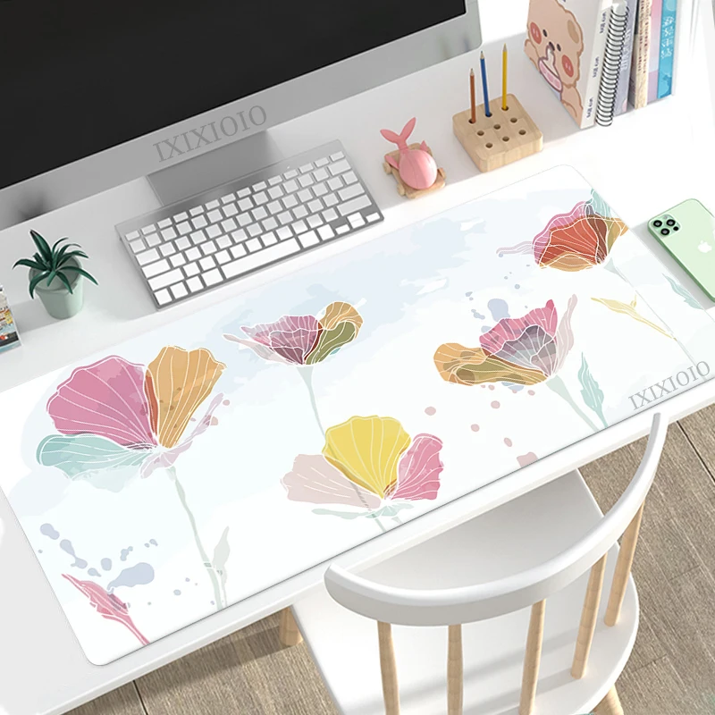 Minimalist Art Abstract Flower Mouse Pad Gamer XL Large Home Mousepad XXL MousePads Office Non-Slip Desktop Mouse Pad Table Mat