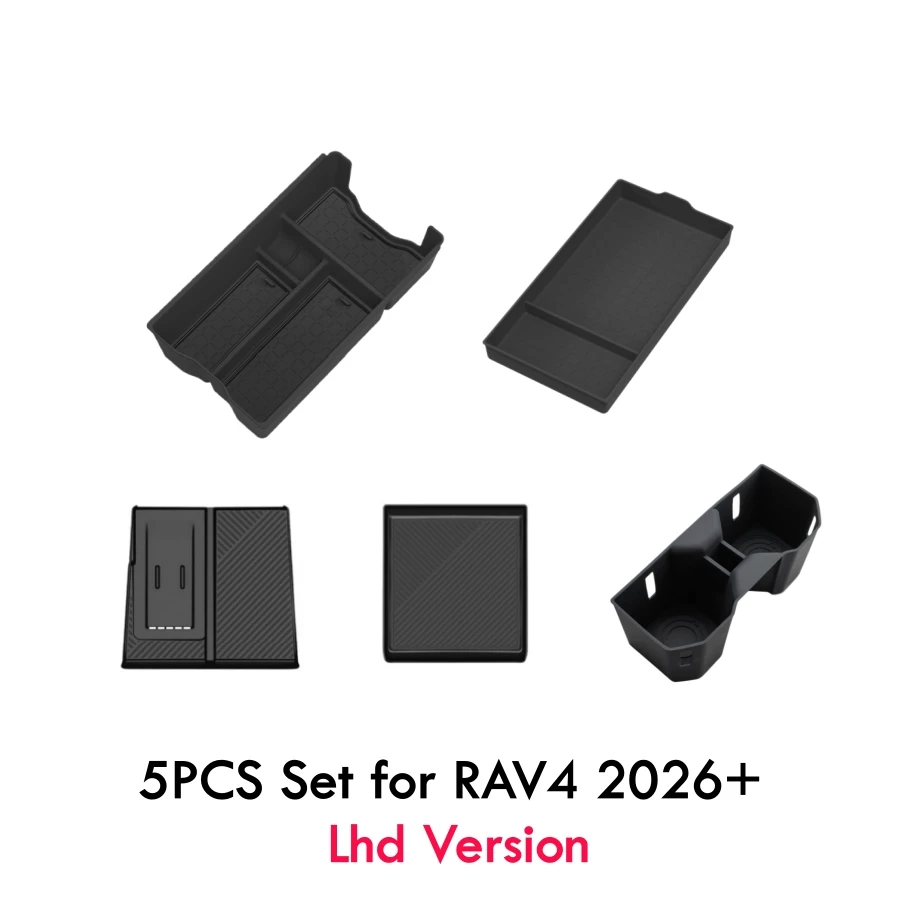 5-teiliges Mittelkonsolen-Organizer-Set für Toyota RAV4 2026+ LHD RHD Auto-Armlehnenbox Getränkehalter Kabelloses Laden Rutschfeste Matte – Detail 9