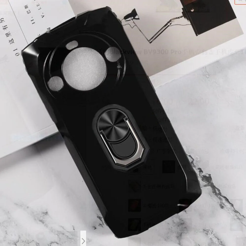 DLA Blackview BV9300 Pro 6.7 "BlackviewBV9300 BV9300Pro Tylny uchwyt pierścieniowy Uchwyt na telefon Etui na smartfon TPU Miękka silikonowa osłona