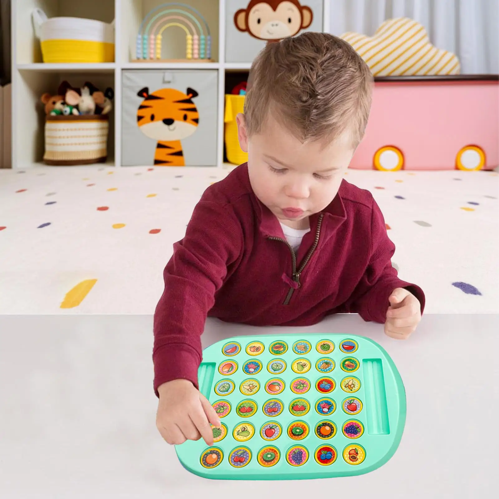 Memory Game Animal Fruit Pattern Interactive Toys Flipping Matching Strategy Board Game For Toddler Kids Family Kindergarten