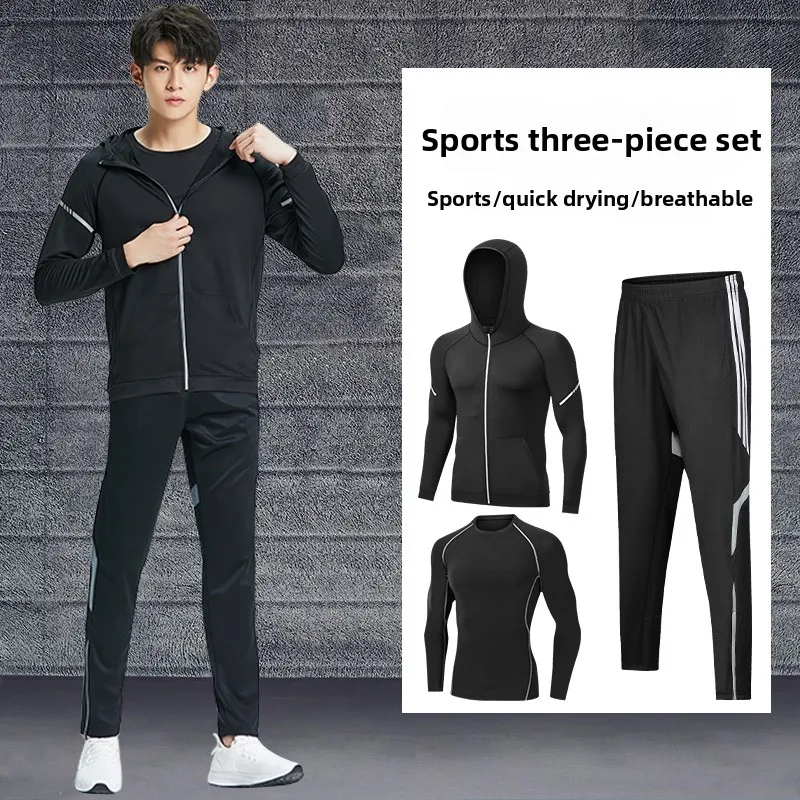 

Мужской спортивный комплект для бега: быстросохнущая повседневная одежда для тренировок в зале, велоспорта и активного отдыха. Весенне-осенний сезон, длинный рукав, для молодежи.