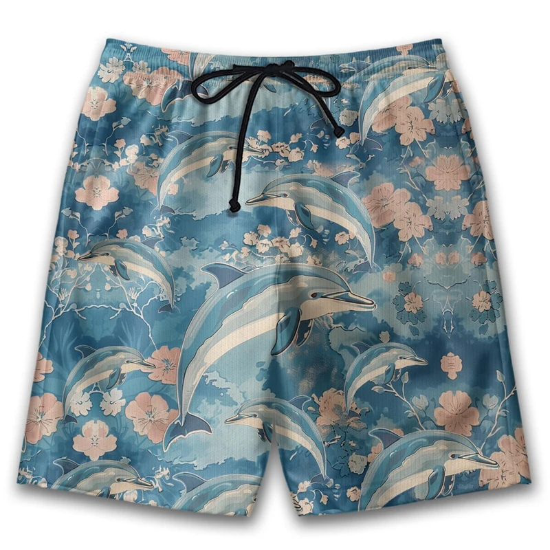 Harajuku Dolphin 3D Printed Short Pants For Men Clothes Summer Hawaiian Beach Shorts Sea Animal Trunks Cute Boy Boardshorts