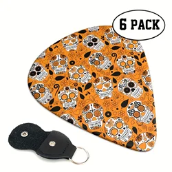 6 pcs PVC Guitar Picks With Pu Carrying Pouch set , Double-sided printing ,For ukulele,Electric ,Acoustic Guitars, Ideal Gift