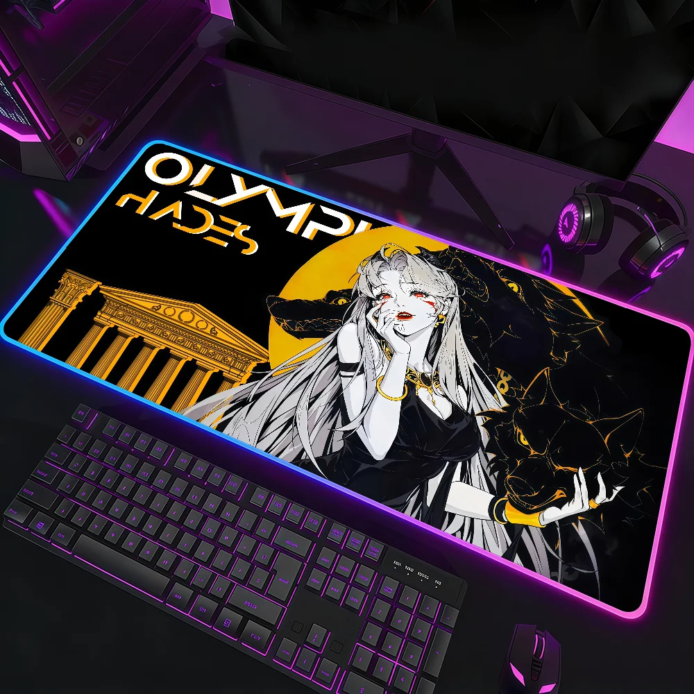 O-Olympus Series Zeus Hades Poseidon Ares Mouse Pad  RGB Led Gaming Bedroom Office Desk Non-Slip Mat  Waterproof Large