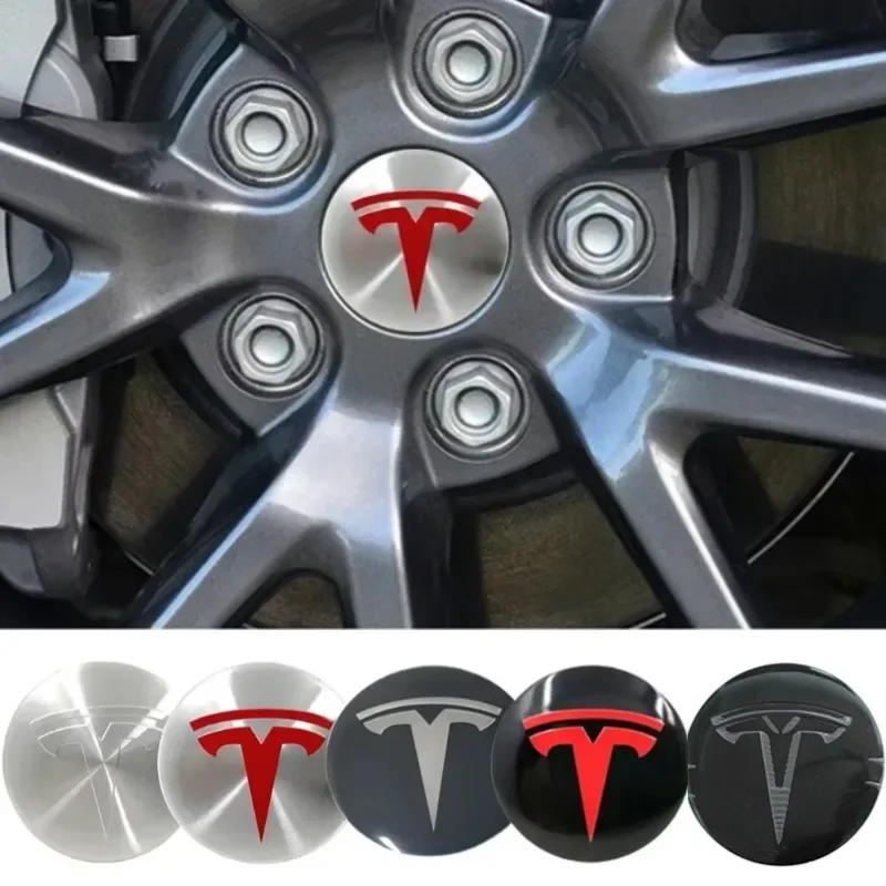 4pcs 56mm 65mm Car Wheel Hub Center Caps Emblem Stickers for Tesla Model 3 Y S X Roadster P75D P85D P90D P100D Auto Accessories