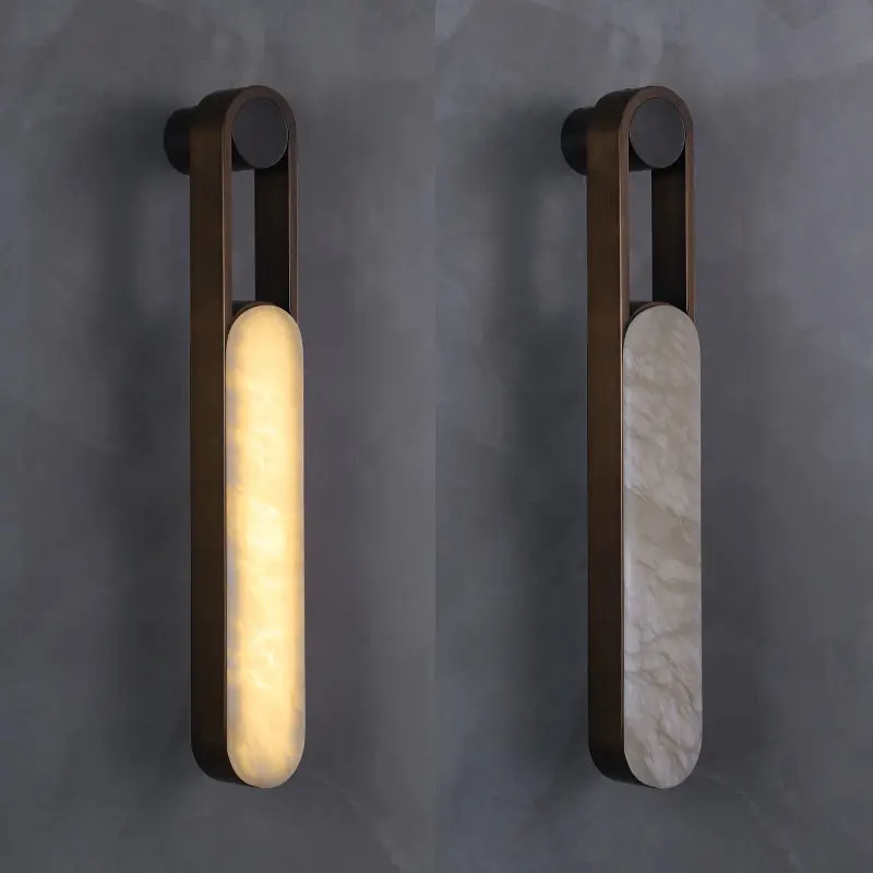 LED Natural Spanish Travertine Wall Lamp Bedroom Bedside Passage TV Background Wall Fixture Indoor Room Decor Alabaster Lighting