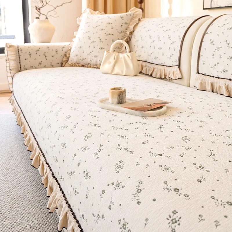 

Chenille Sofa Seat Cover French Pastoral Sofa Towel Anti-slip Pets Kids Corner Couch Slipcover Living Room Tapis De Canape 쇼파패드