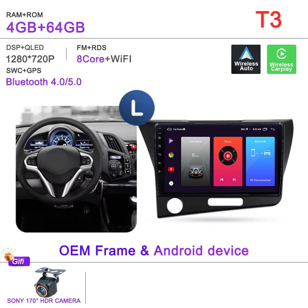 Android 16 2K Incell Scherm Multimedia Voor Honda CR-Z 1 CRZ LHD RHD 2010-2016 Stereo Head Unit GPS navigatie Hoge prestaties