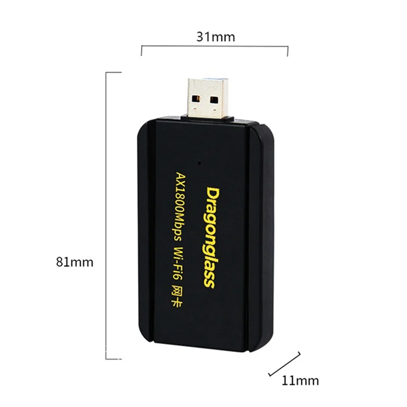 

Dragonglass 1Set USB3.0 Wi-Fi6 1800M Wireless LAN Ethernet Wi-Fi Dongle 1800Mbps2.4G 5.8G Dual Band Wireless LAN Black-N34R