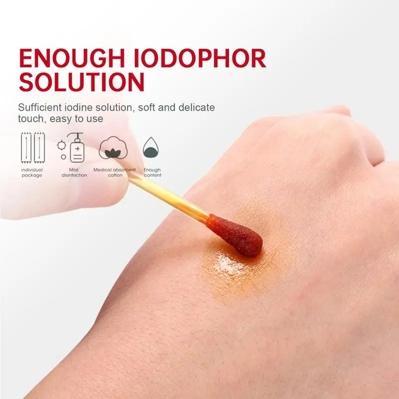 اليود أعواد قطنية كسر اليود أعواد قطنية 100X اليود مسحة أعواد قطنية الطبية اليود القطن عصا أداة العناية بالبشرة