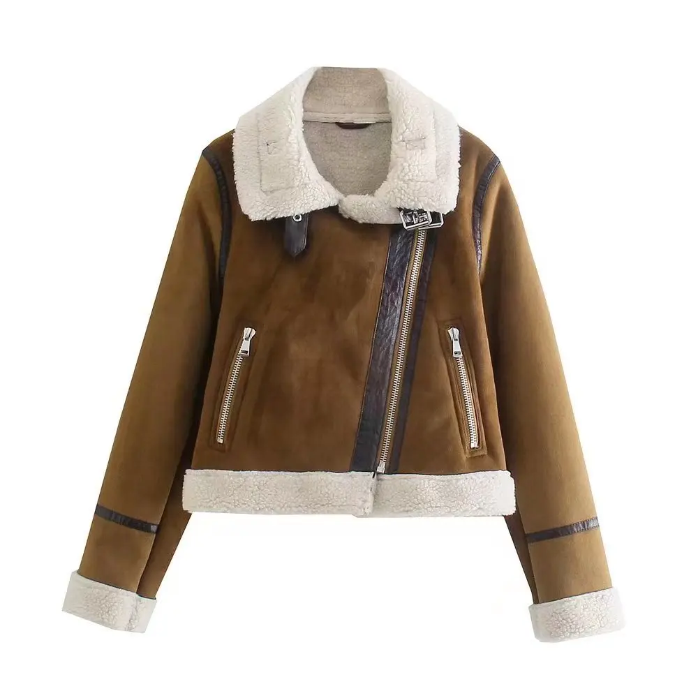 

WOMAN 2026 new fashionable casual fur integrated lamb wool warm motorcycle jacket short coat chic retro women's top Mujer