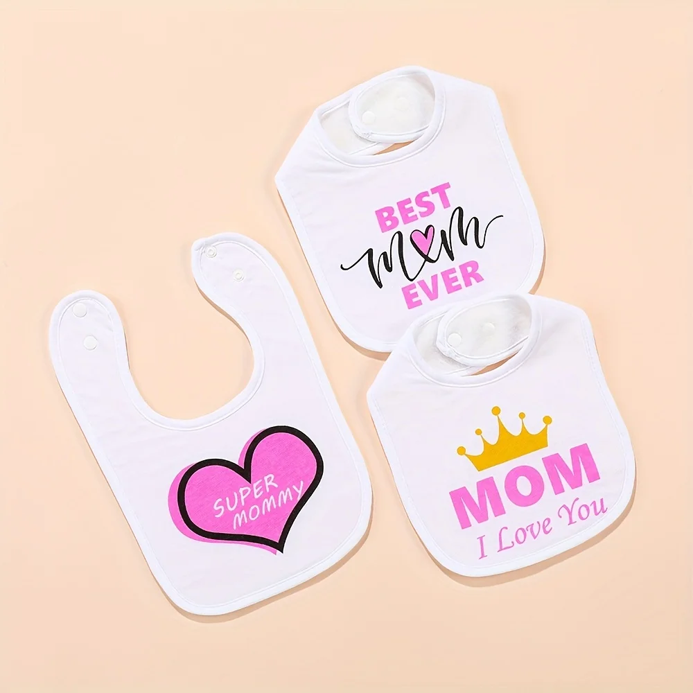 3 Pack Baby Bibs for Drooling Teething Family and Love Style Effectively Prevent Baby Saliva and Food Residue Baptismal Gift
