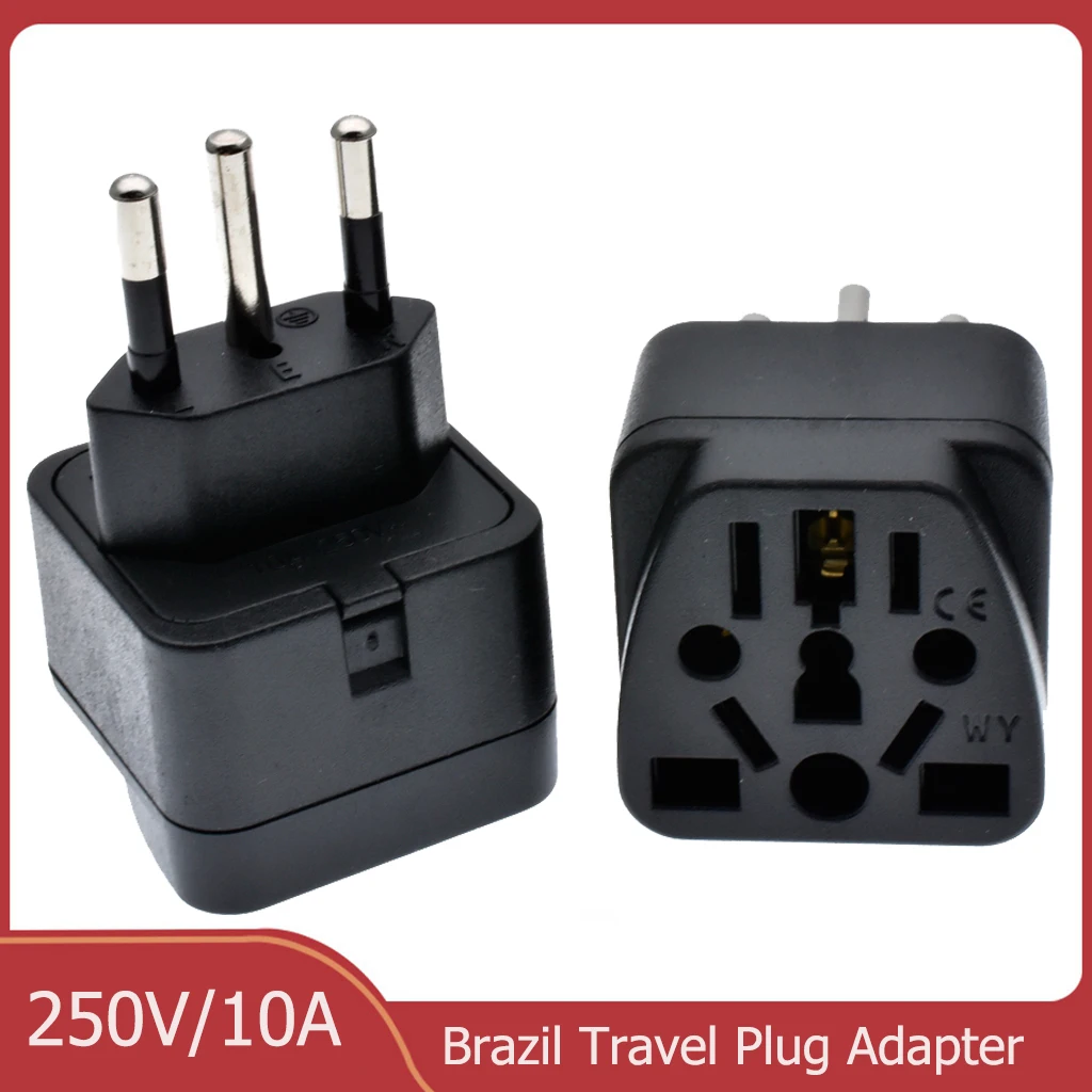 Uniwersalny adapter wtyczki brazylijskiej 3-pinowy adapter podróżny UE Euro AU US UK do Brazylii Elektryczny przewód zasilający Gniazdo ładowarki