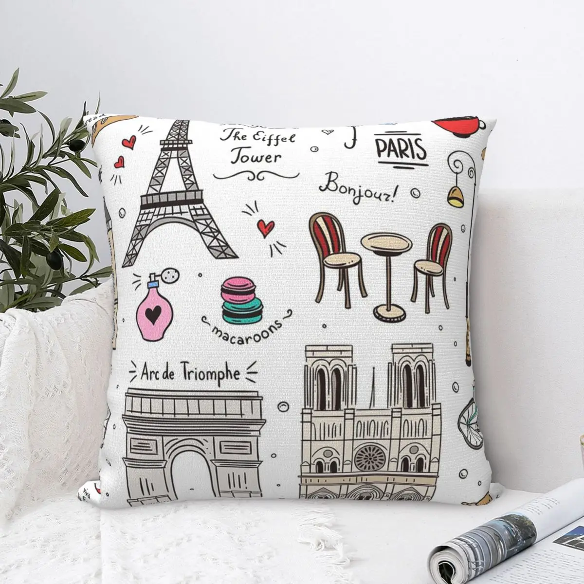 

Paris Pattern Colors Pillowcase Polyester Pillows Cover Cushion Comfort Throw Pillow Sofa Decorative Cushions Used for Bedroom