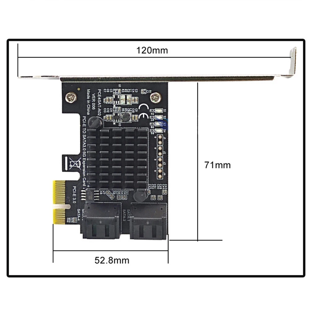 

4 Port SATA III PCIe Card 6Gbps SATA 3.0 to PCI Express 1X Adapter with Bracket Hard Disk Drive SSD Adapter Card