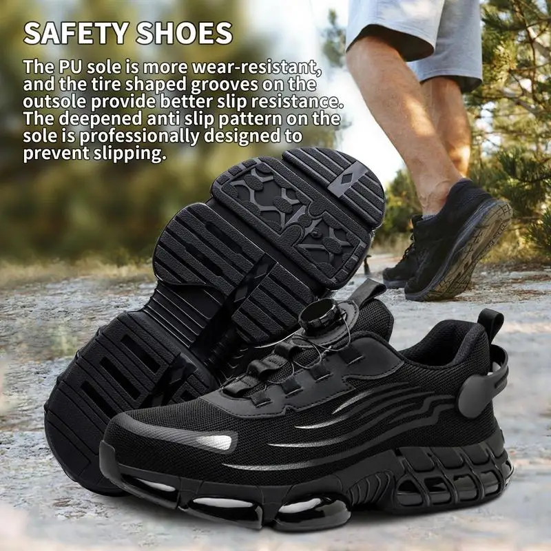 Safety Work Shoes Puncture Proof Slip On Indestructible Work Shoes Breathable Work Shoes For Daily Working Construction Sites