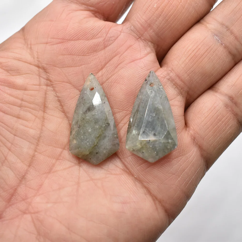 Großhandel Mode 10 Stück/Set Natürlicher Edelstein Lapislazuli Amethyst Rhombus-Anhänger Ohrringe DIY Zubehör Kostenloser Versand – Detail 5