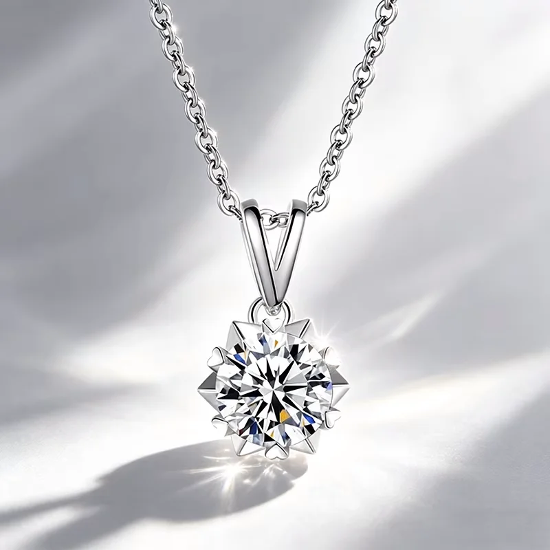 1CT Moissanit S925 Sterling Silber Schmuck mit GRA-Zertifikat Anhänger 1 Karat Halskette Großhandel D VVS Farbe Moissanit Damen – Detail 16