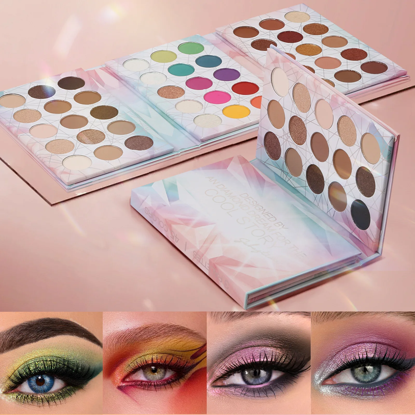 折りたたみ45色アイシャドウ、パールマットフラッシュカラーアースカラーアイフェイスステージメイク総合パレット