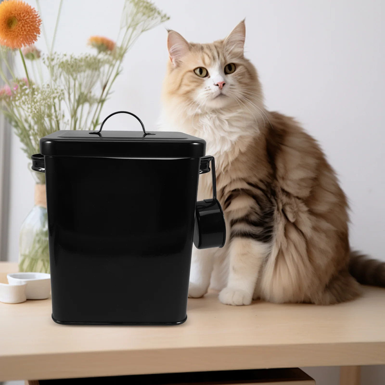 

Storage Container Core Airtight Metal Canister Multipurpose Large Capacity with Spoon Kitchen Food Rice Flour Bucket