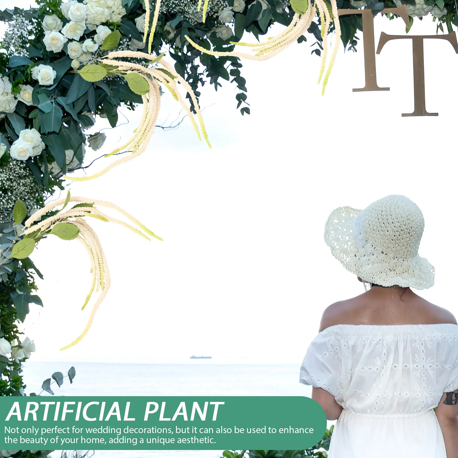 

Artificial Flower Plants False Plant Branch Hanging Rice Wedding Home Wedding Plastic Fake Plants Decor