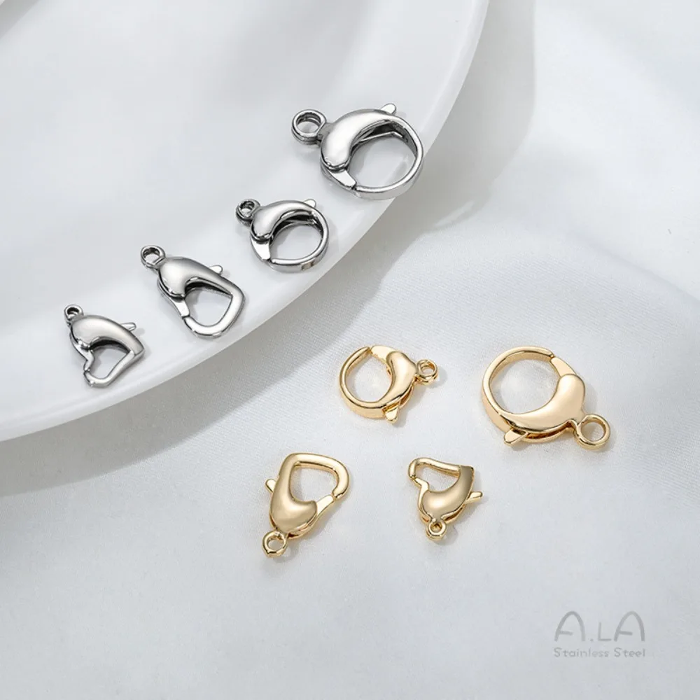 مشبك على شكل قلب جراد البحر من الفولاذ المقاوم للصدأ QQ مشبك دائري لمجوهرات الربيع ملحقات مشبك نهاية