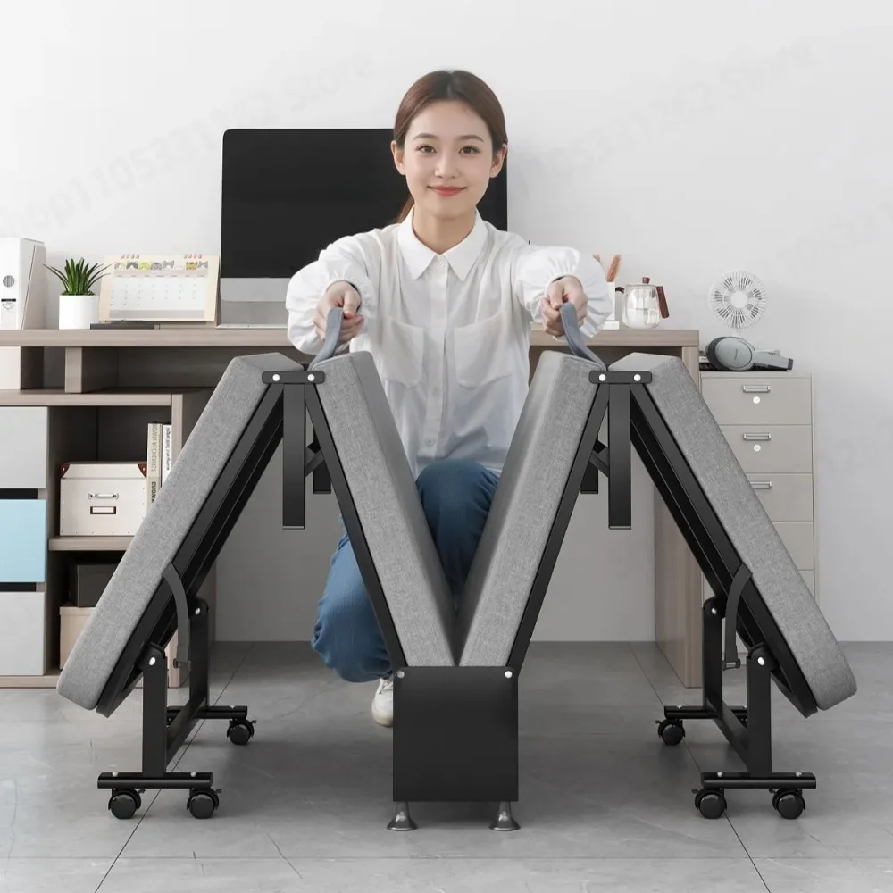 Foldable Camping Bed for Office, Single Cot with Hard Board and Coconut Palm Mat, Portable Recliner for Home and Travel