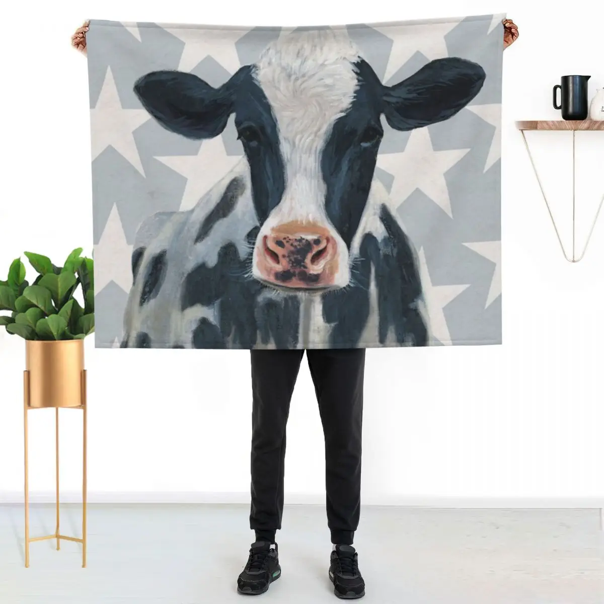 

Patriotic Farm Cute Cow Pet Animal Lover Throw Blanket Compact Warm Blanket for Car Road Trip