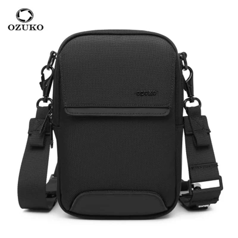 

OZUKO Men's Single Shoulder Outside Travel Waterproof Crossbody Bag Multi-function Mobile Small Phone Bag