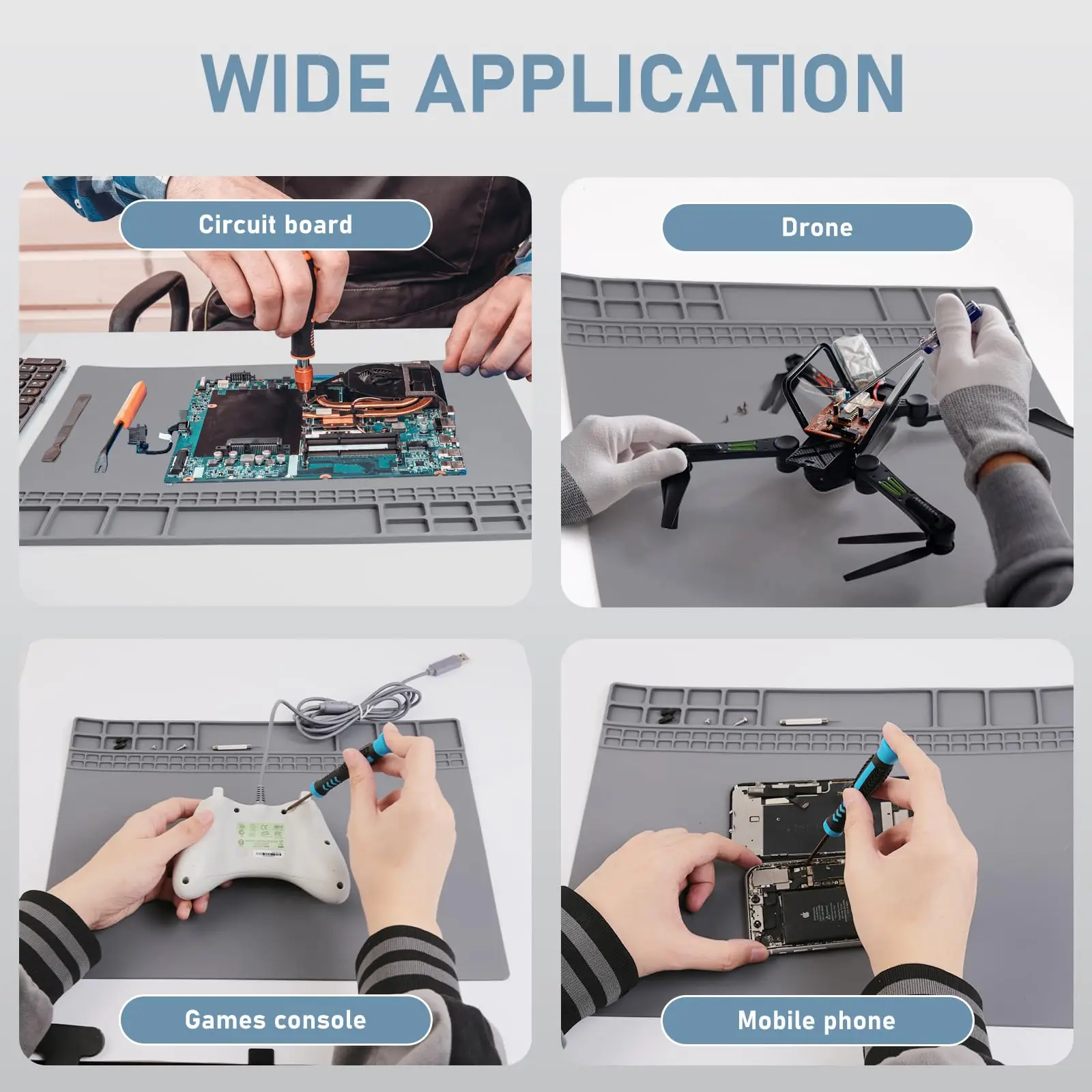 자석 실리콘 납땜 패드 500 ℃   열에 강한 다목적 정전기 방지 매트 DIY 시계 패치폰 전자제품 수리용