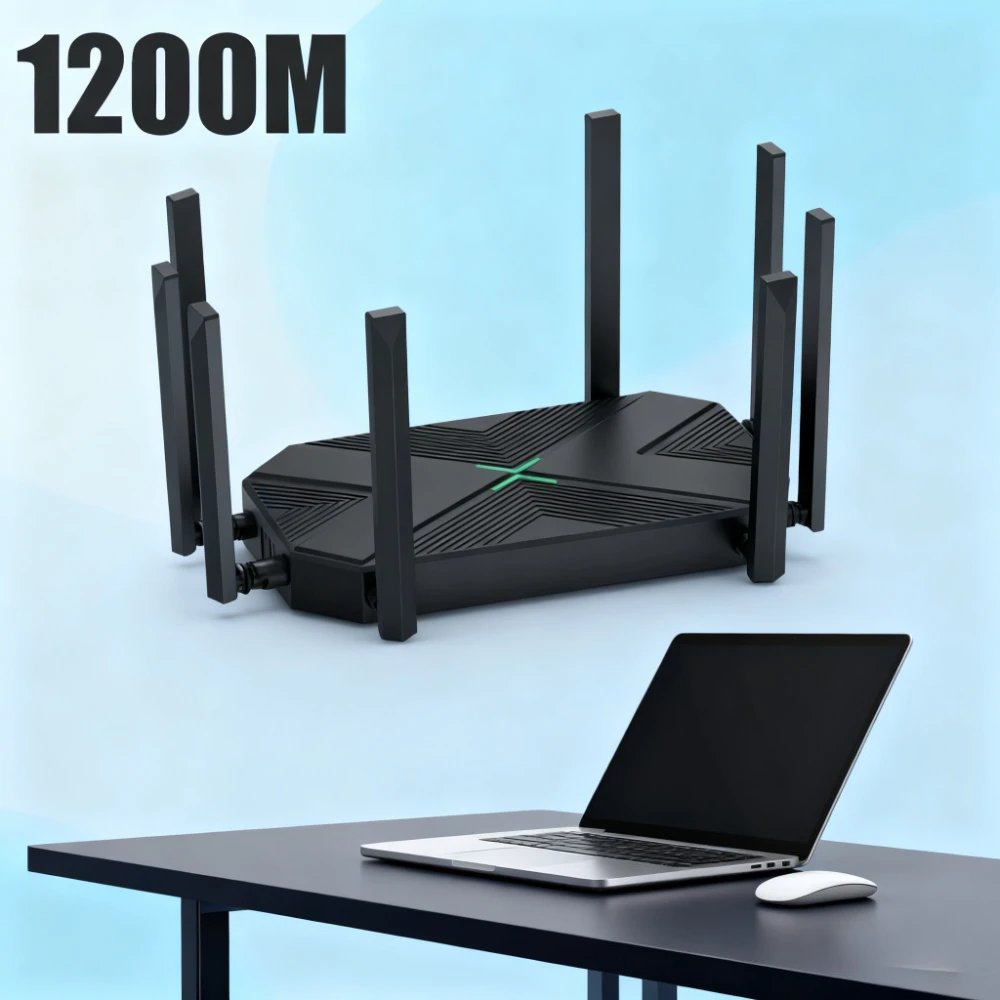 

1200Mbps Dual-Band Wireless Router Booster with 8 Antennas, WiFi Repeater Signal Amplifier for Home Office,Support AP Broadband