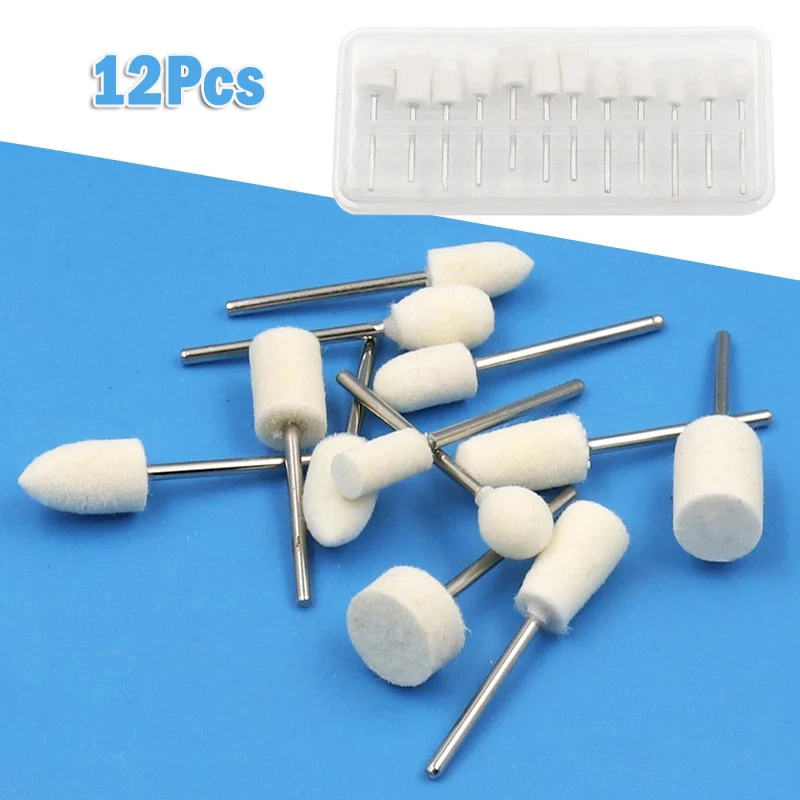 Felt Buffing Wheels 12Pcs 2.35mm Collet for Rotary Tools Polishing Jewelry Electronics Equipment and Non Metal Surfaces