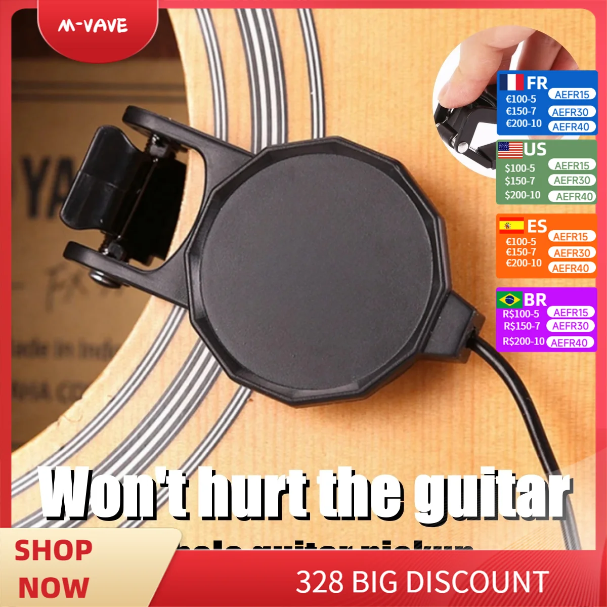 

Audio Jack Clip On Pickup for Acoustic Guitar\Mandolin\Bouzouki\Violin\Banjo\Ukulele Length 2.5 M Sound Pickup Transducer