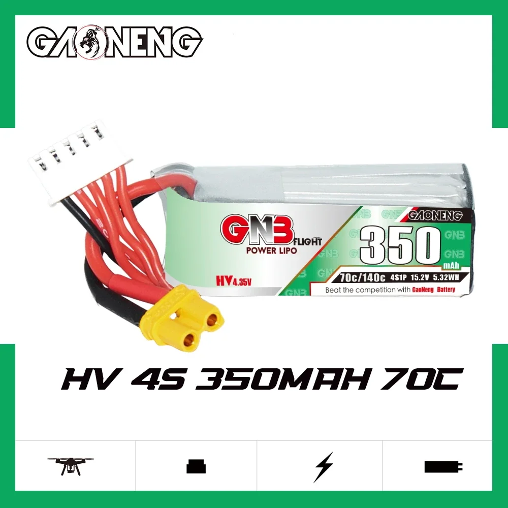 

GAONENG GNB 350mAh HV 4S 70C 140C 15,2 V XT30 LiPo аккумулятор Beta95X Beta85X Cinelog25 A85 1,6 до 2,5 дюймов пропеллер Дрон