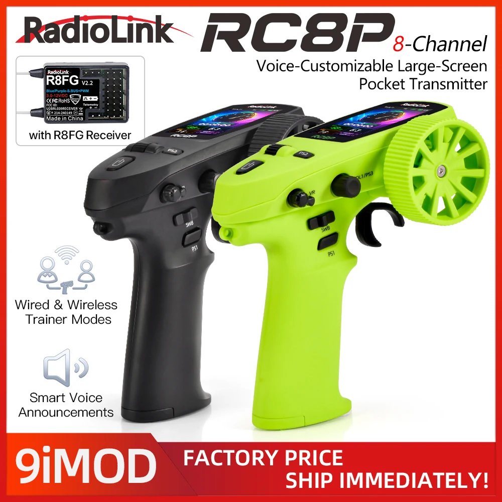 RadioLink RC8P Transmitter 8CH Radio Trainer Modes with R8FG Receiver For All RC Cars