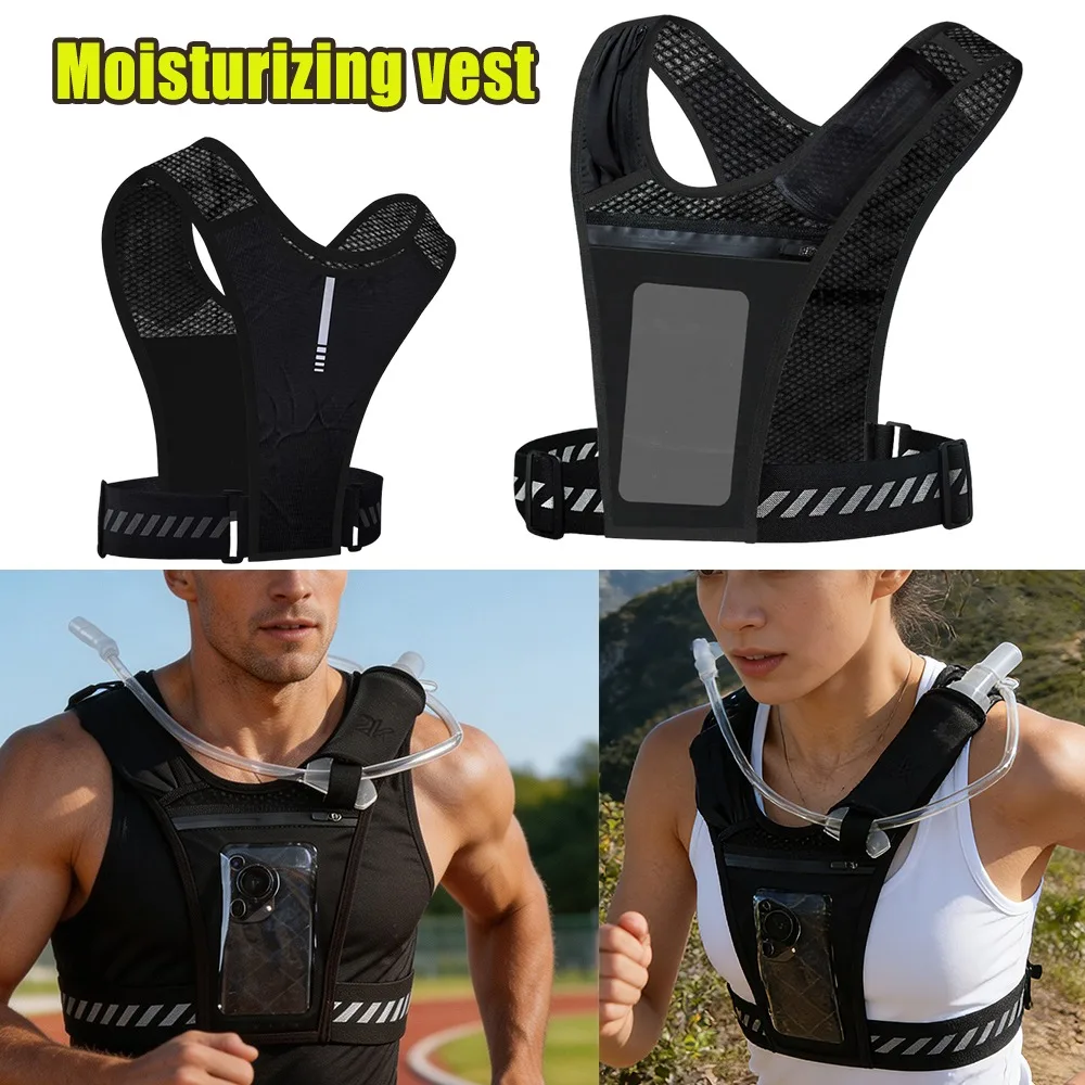 Touchscreen Phone Running Vest Cycling Backpack Trail Running Vest Ultra Light Breathable Large Capacity Fitness Marathon Vest