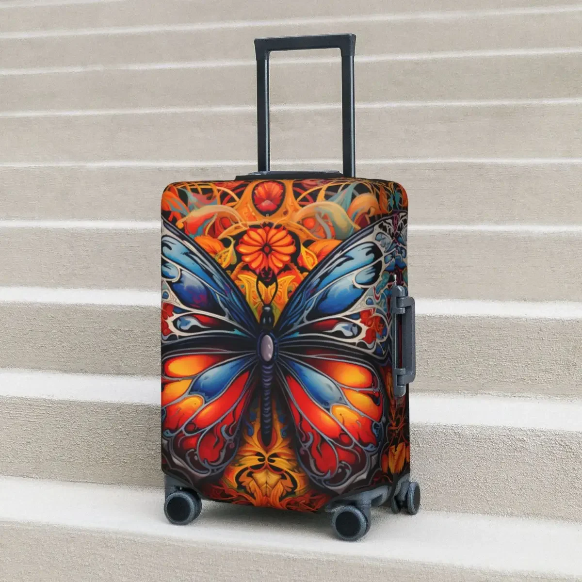 Colorful  Print Suitcase Cover Ornate Flower Plant Holiday Holiday Travel Practical Luggage Case Protector