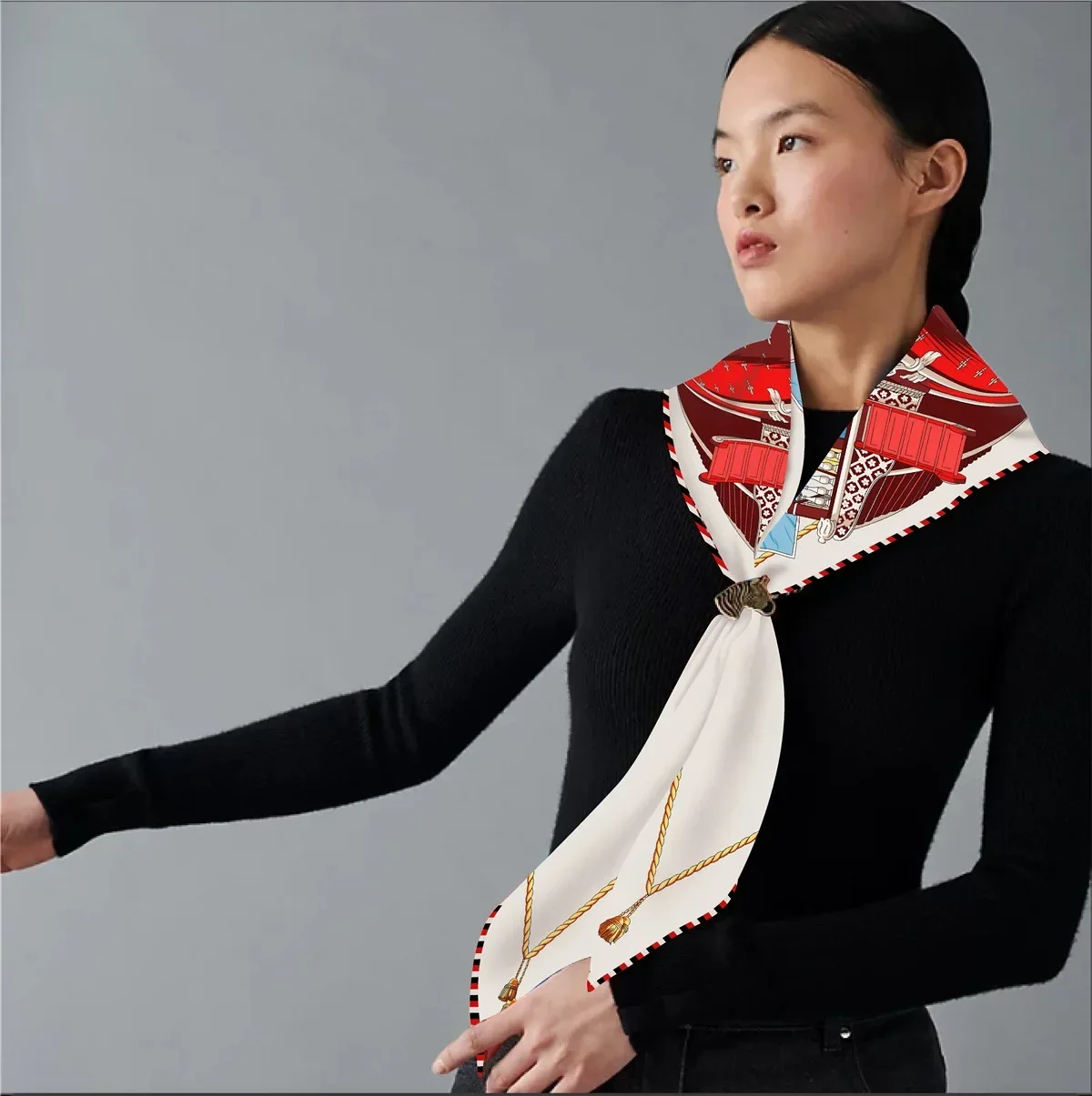 Korean Version of The New Triangular Shawl Scarf Simple Twill Women's Versatile Sense of Printing Fashion Trend Gift