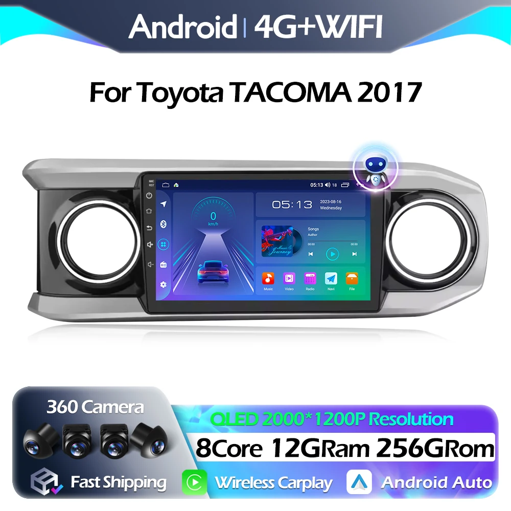 

Android Auto Carplay For Toyota TACOMA 2017 Car Radio Multimedia Video Player Navigation stereo GPS WIFI BT QLED