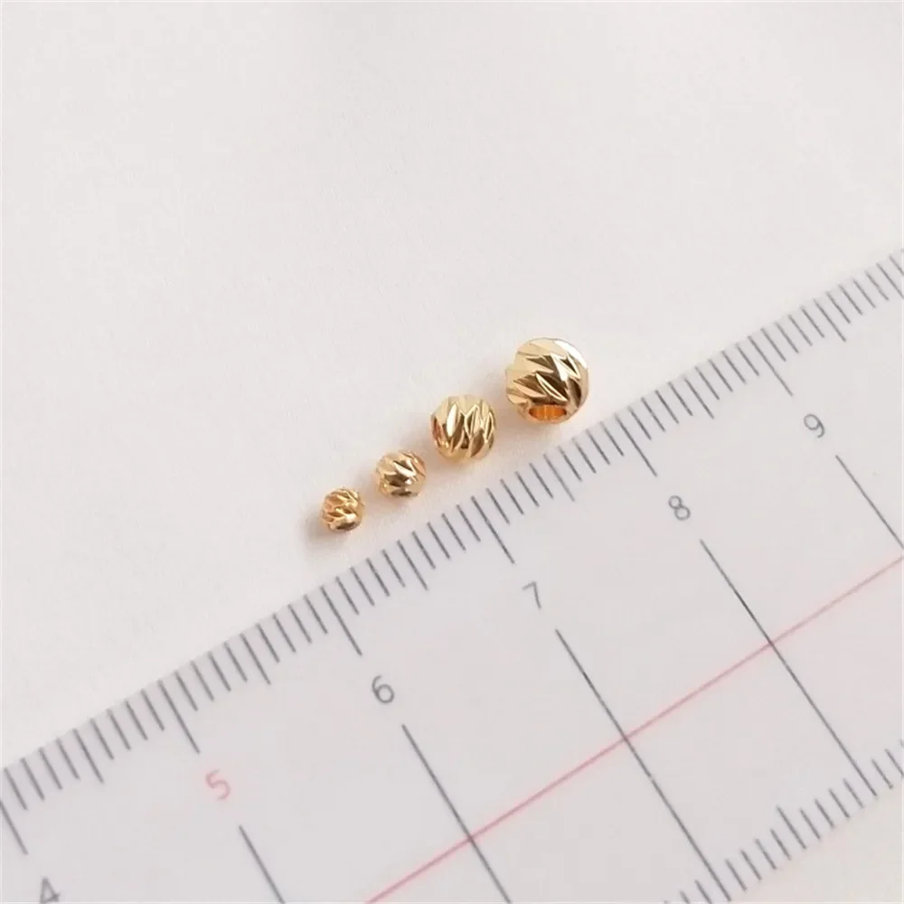 14K plated gold Cross-cut flower beads round beads DIY handmade string bracelet necklace ornaments jewelry scattered