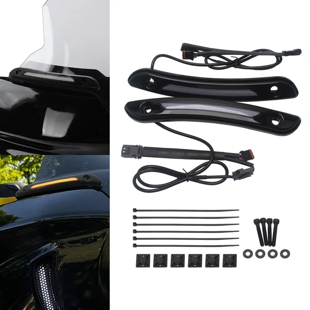 

Motorcycle Front Windshield Fairing LED DRL/Turn Light Trim Lamp For Harley Softail Low Rider ST El Diablo FXLRST FXRST 2022-Up