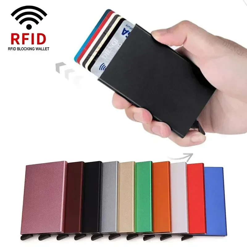 Pop Up Minimalist Smart Wallet Thin Slim RFID Credit Card Holder for Men Women Metal Purse Mini Wallets Small and Practical