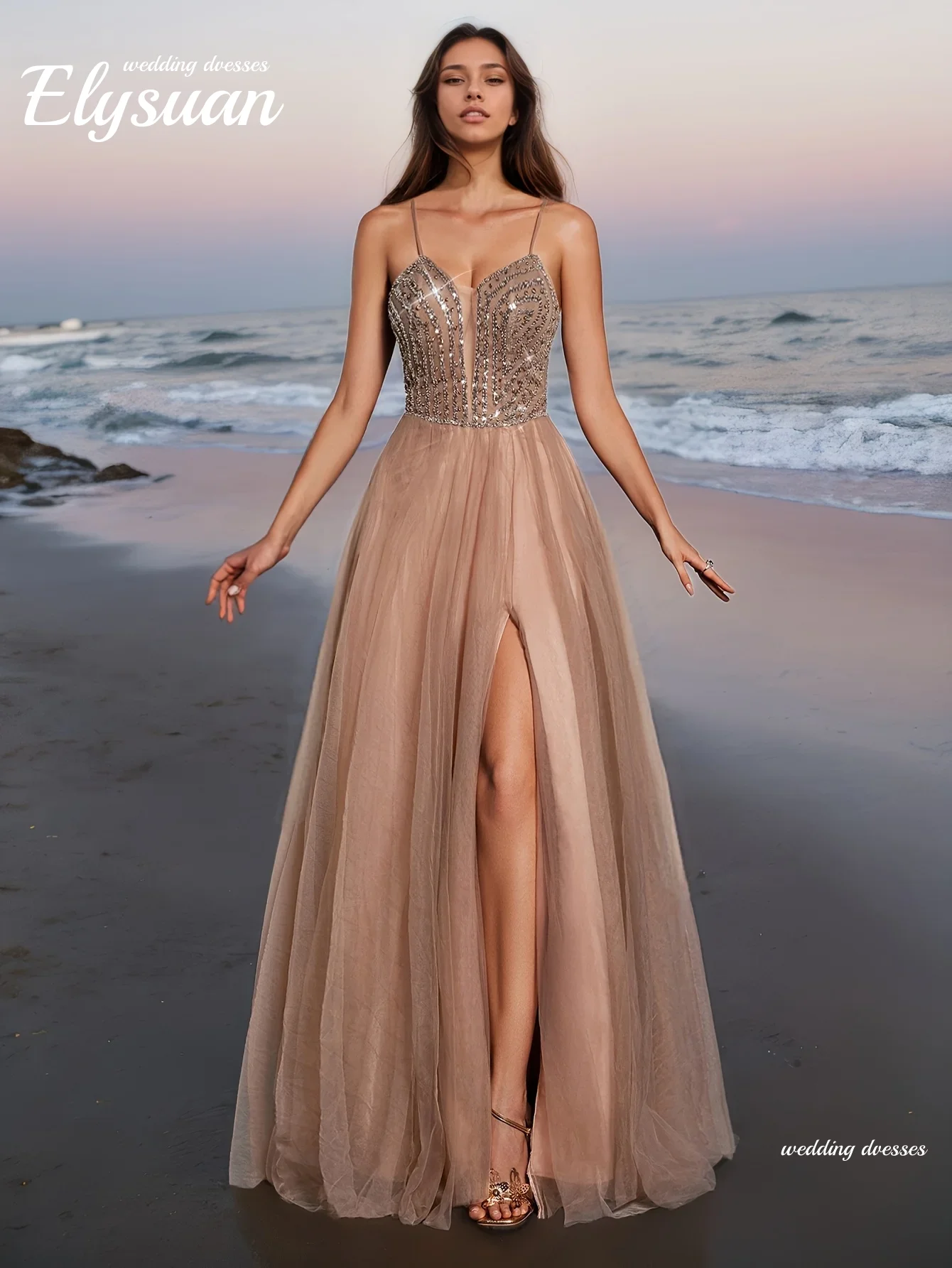 Abito da sera scintillante elegante con spalle scoperte da donna personalizzato Abito lungo a sirena a trapezio da sera per matrimonio