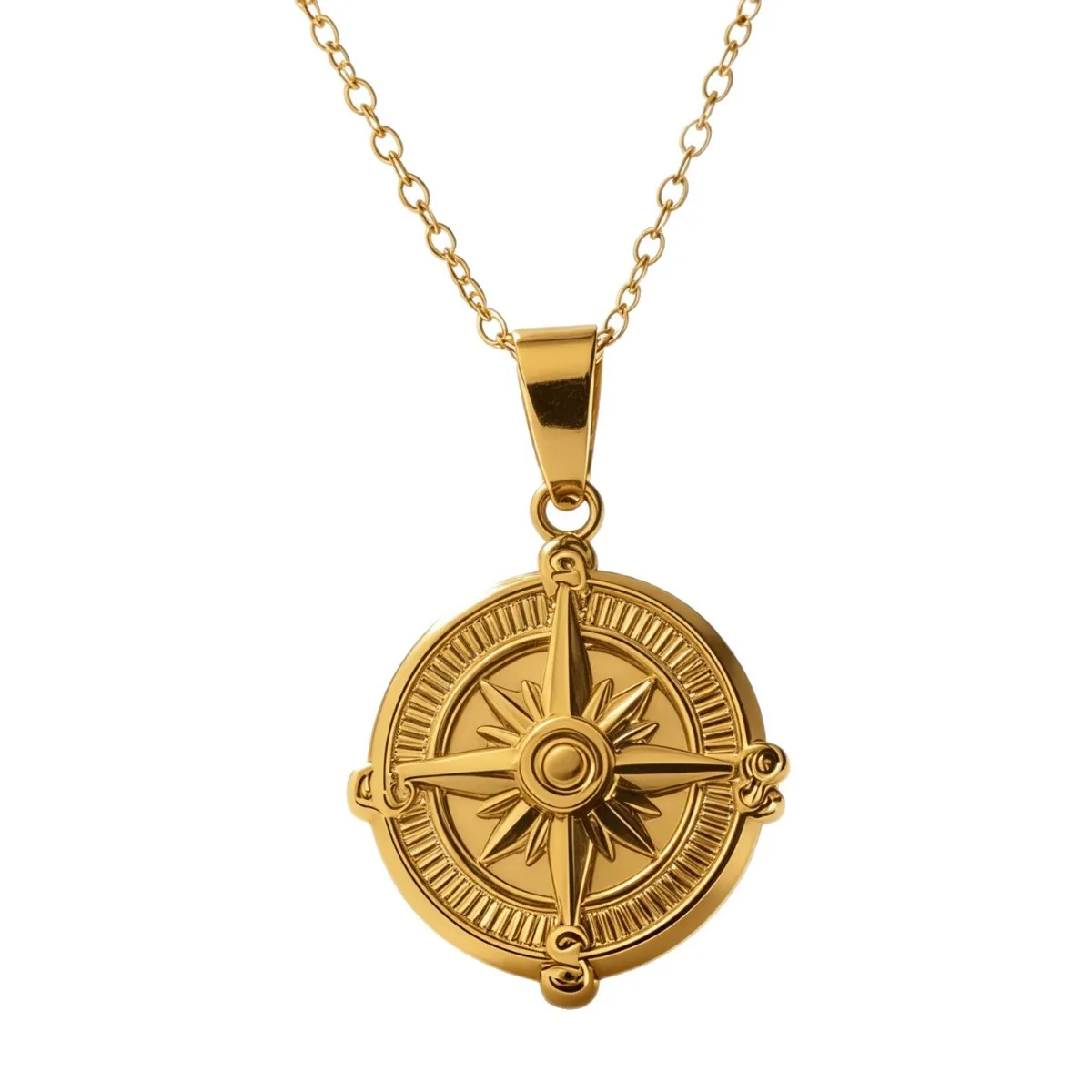 Nautical Compass Necklace Pendant Stainless Steel Minimalist Compass Necklace For Women