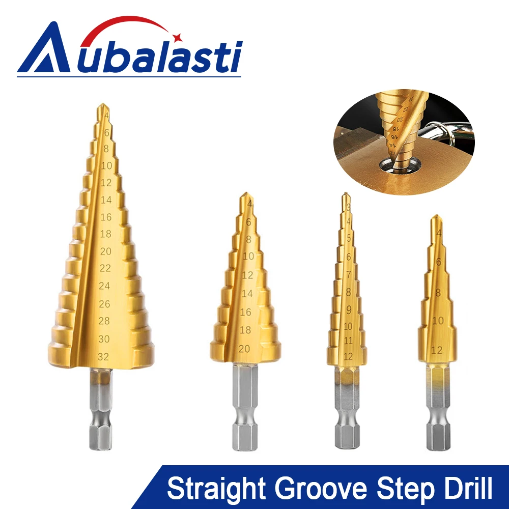 

1Pcs 3-12mm 4-12mm 4-20mm 4-32mm Rotary or Straight Groove Step Drill Bit Titanium Coated Metal Hole Cutter Core Drilling Tools