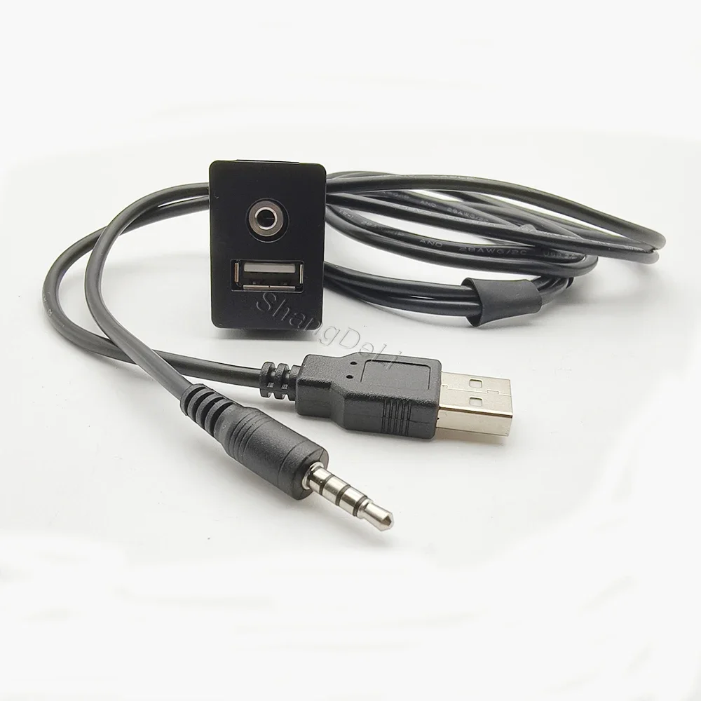 Afbeelding 6: Compatibel voor Corolla Camry Levin RAV4 Auto Dash Flush Mount USB-poortpaneel Auto AUX USB-verlengkabeladapter