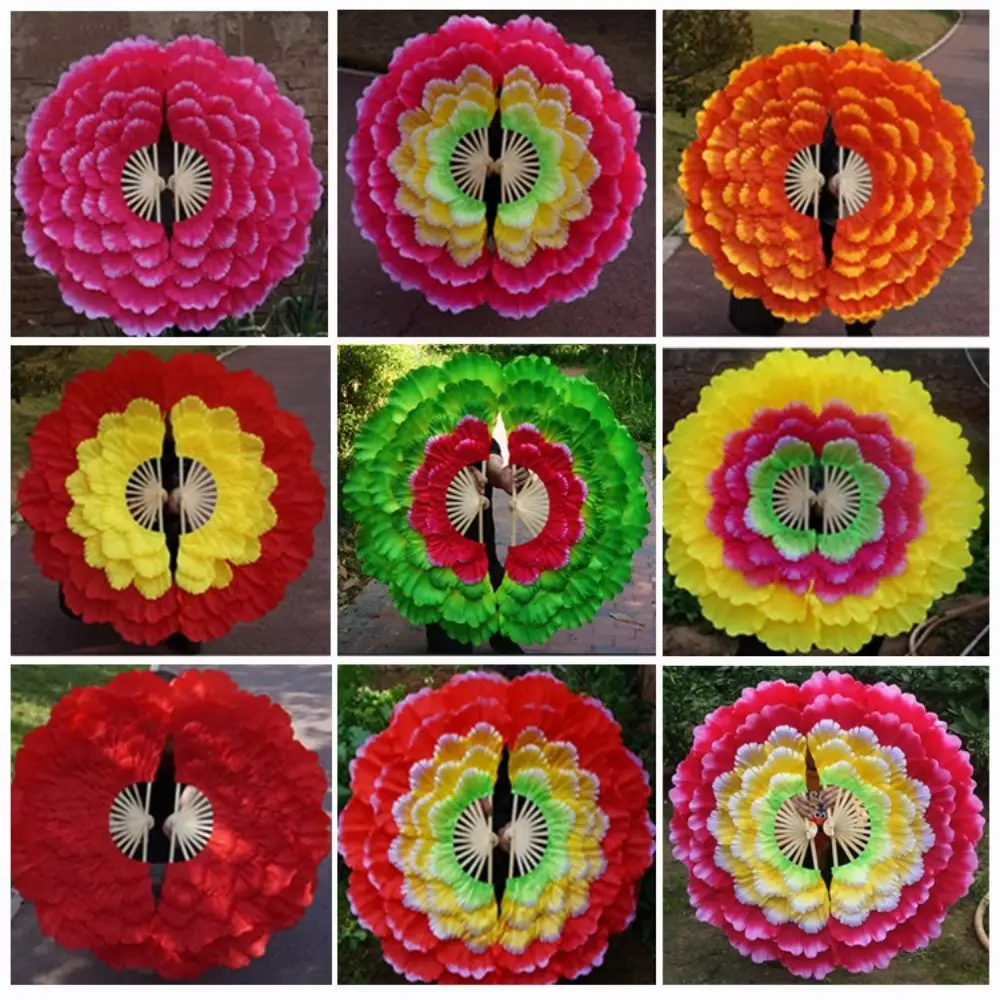 

High Quality 80/90cm Half-folded Dance Fan 4/5 Layers Kids Adult Square Dance Fan Club Performance Props 10 Styles Yangko Fan