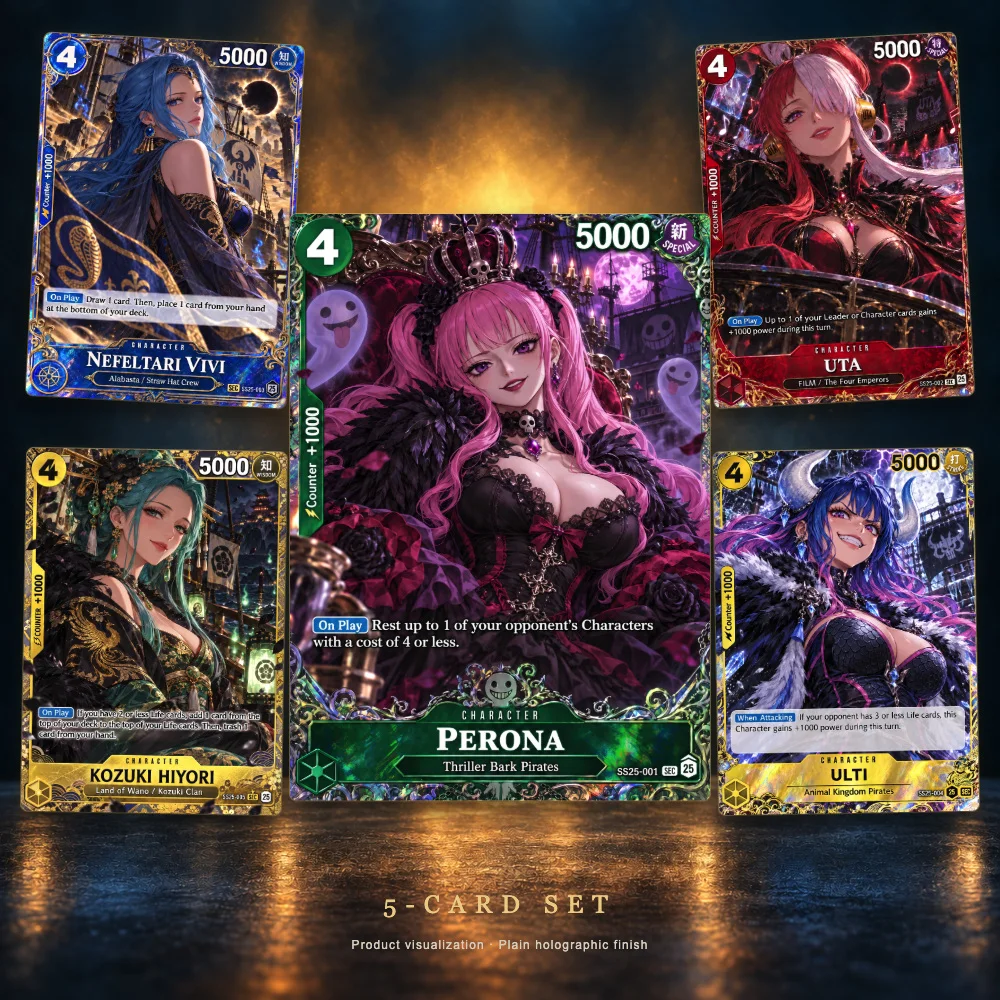 5pcs One Piece Evening Promises Holographic Cards English Character Collectible Set 63x88mm Anime Trading Card Gift for Fans